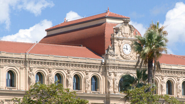 Historic Town Hall Building with Clock Tower in Cannes France