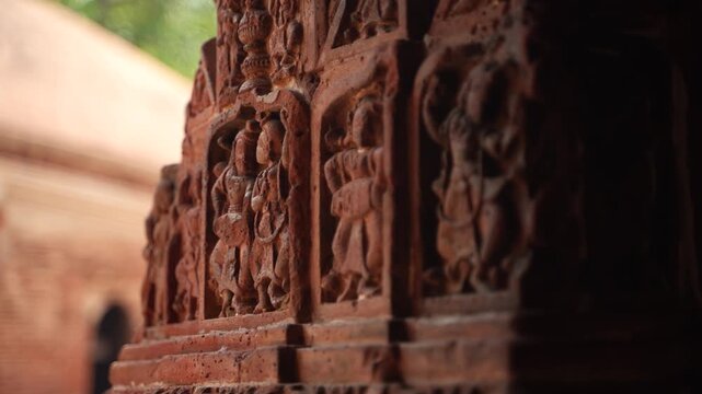 The Madanmohan Temple in Bishnupur is one of the architectural monuments of terracotta art. Animals, Birds, Black Sapphire, 10 Avatars and other mythological stories are depicted in architecture.
