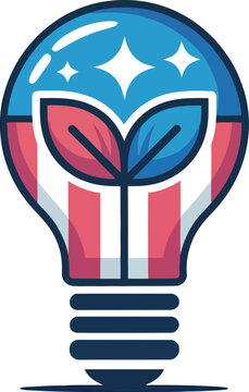 American flag light bulb with leaf and stars patriotic