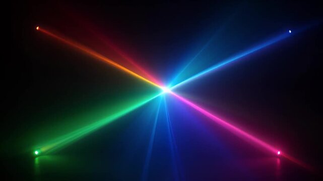 Pride month rainbow laser beam colorful light neon glow abstract background dark studio ray lens flare futuristic design vibrant optical effect radiant crosses spectrum color pattern vivid gradient