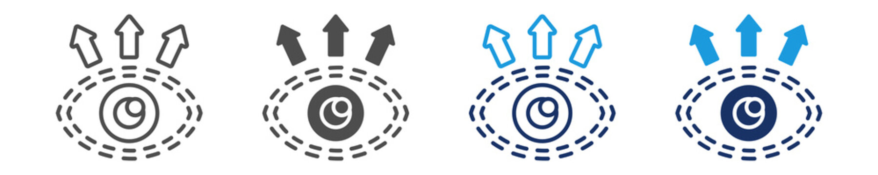 blurry vision icon set with multiple concept