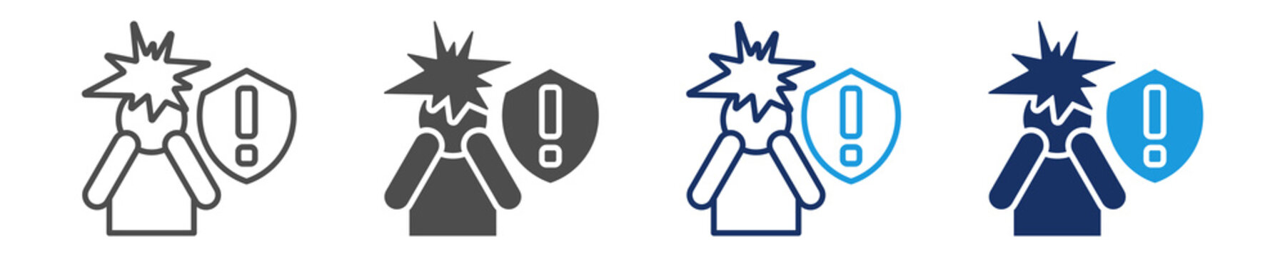 panic mode icon set with multiple concept