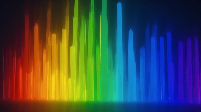 Pride month Vibrant rainbow color neon abstract equalizer line pulse glow spectrum light bar background, colorful neon rainbow equalizer lines sound wave abstract light bar glowing audio line digital
