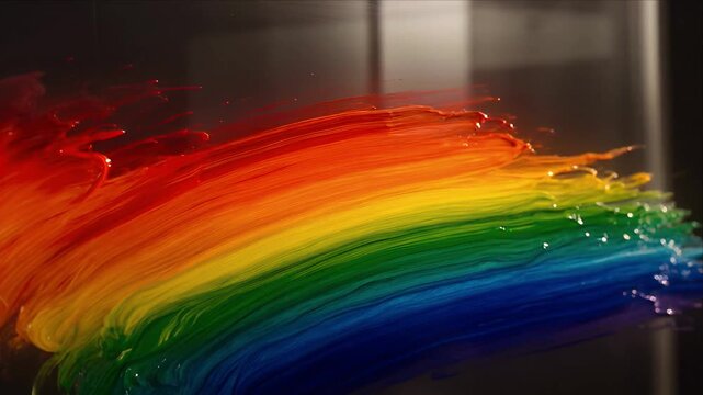 Pride month Rainbow paint color abstract spectrum art brushstroke texture vibrant bright smooth flowing gradient vivid bright art texture wet acrylic canvas background modern fluid smear streak