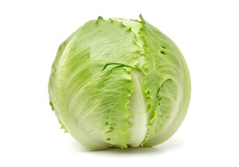Fototapeta premium Fresh green cabbage half cut showing inner leaves and texture