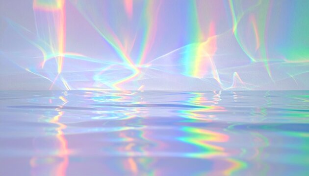 イリデセントな光の屈折と水面反射