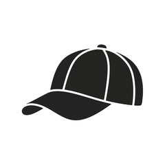 Fototapeta premium Black Baseball Cap Icon - ideal for minimalist graphic design, sports apparel branding, mobile app interfaces, and e-commerce product categories