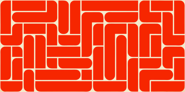Orange geometric pattern with interlocking rounded rectangular shapes