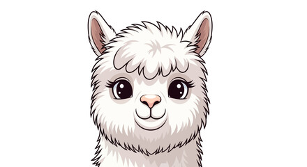 Cute white llama cartoon portrait © Wong