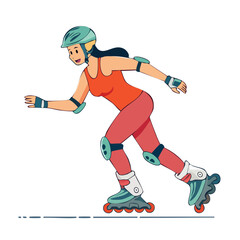 Fototapeta premium Woman rollerblading with helmet and protective gear