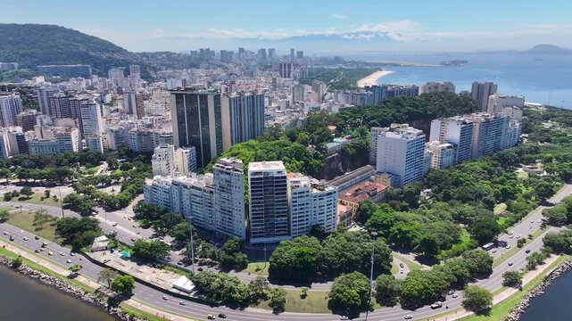 Rio De Janeiro Skyline In Rio De Janeiro In Brazil. Freeway Scenery. Downtown District. Guanabara Bay Skyline. Rio De Janeiro Skyline In Rio De Janeiro In Brazil. Beautiful Cityscape.