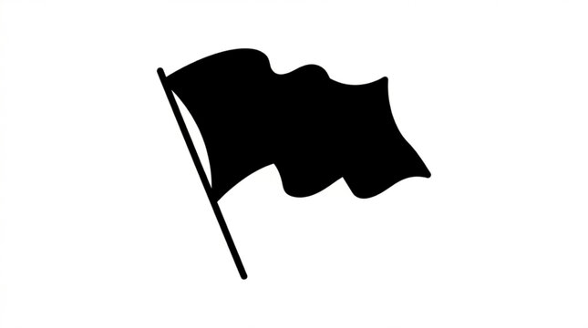 Black flag waving on a pole symbolizing protest