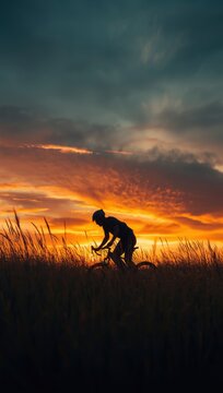 silhouette of a cyclist 