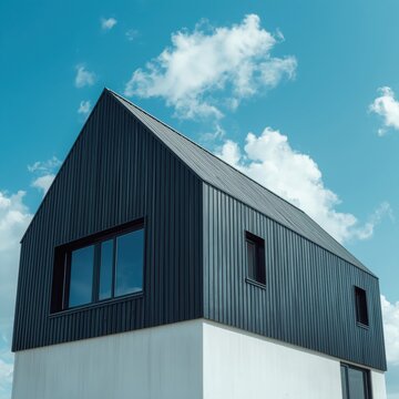 blue sky and white house