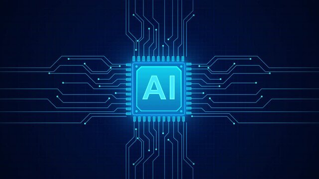 Ai CPU digital technology, Abstract futuristic hitech style computing processor board chip