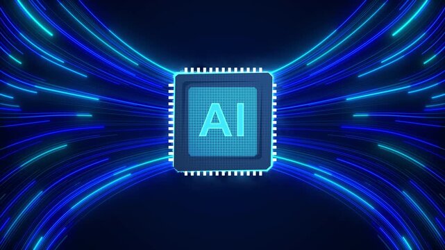 Abstract futuristic hitech style computing processor board chip, Ai CPU digital technology