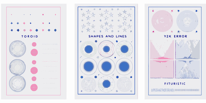 Geometric Toroid And Abstract Shapes Blue Vector Illustration