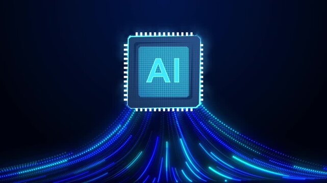 Ai letters on chip ai technology robot core electric line