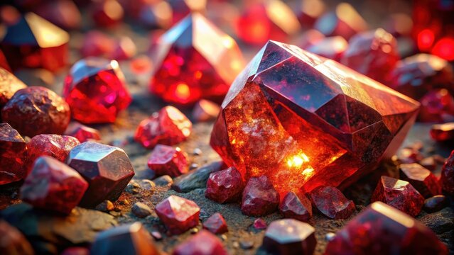 Ruby ore crystal cracked stones background
