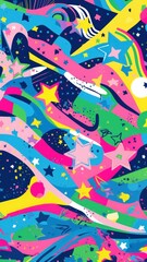 Obraz premium Vibrant star pattern abstract graphics art.