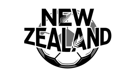 Fototapeta premium New Zealand logo combines soccer ball with fern leaves on white