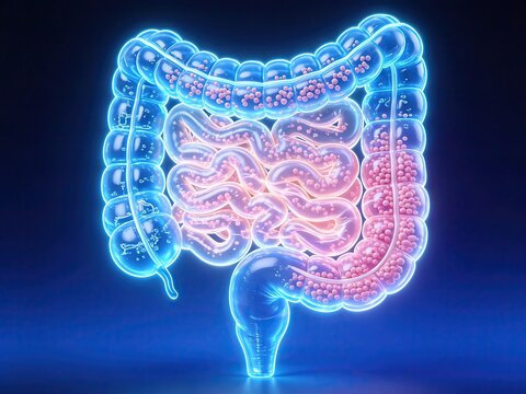 3D human intestine anatomy with colon suture and inflamed lesion for gastroenterology surgical education