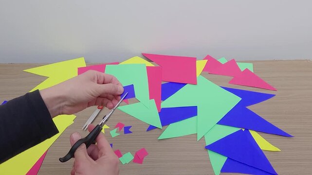 Preparation for Festa Junina - Cutting out colorful mini flags