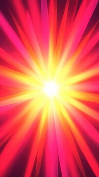 Abstract neon starburst with vibrant pink and yellow rays.