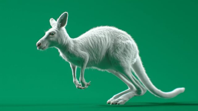 Gray kangaroo on green background.