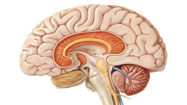 Highlighted human brain with limbic system shown