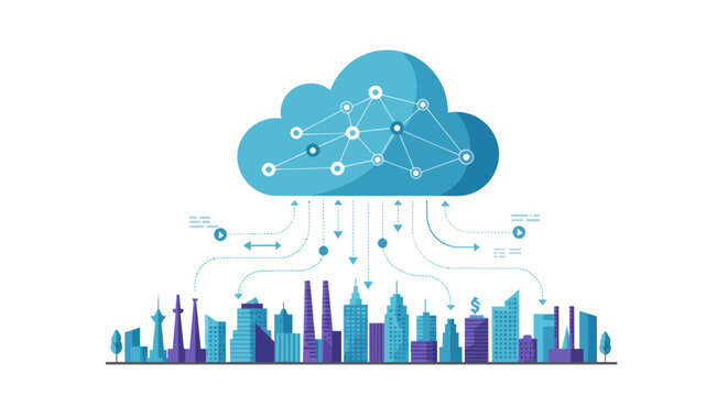 Cloud Computing Cityscape Technology.
