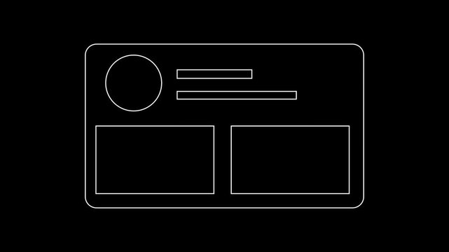glowing profile menu and content grid box animation for web design.