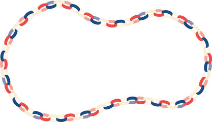 Naklejka premium Tricolor Paper Chain Wavy Blob Frame｜トリコロールカラーのペーパーチェーンウェービーブロブフレーム