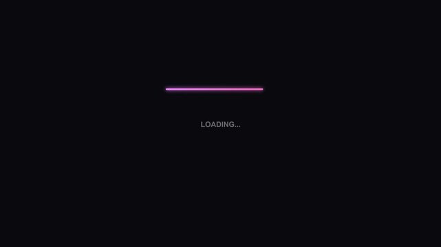 Purple rectangle loading animation 4k, purple progress bar, digital loading screen, buffering icon, black background
