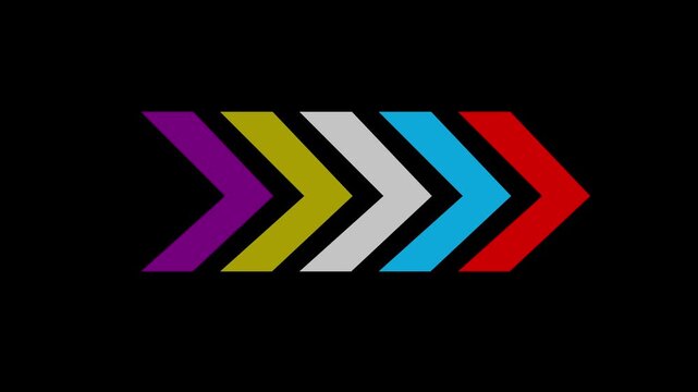 Right directional arrow loop, animated arrow moving on black background, video overlay animation ,with Arrow Glow Animation alpha channel.