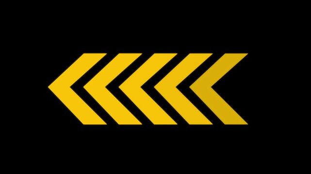 left directional arrow loop, animated arrow moving on black background, video overlay animation ,with Arrow Glow Animation alpha channel.