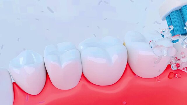 3D Rendering of Electric Toothbrush for Teeth Cleaning, Stain Removal, Plaque Elimination, Teeth Whitening and Fresh Breath, Oral Hygiene Concept
