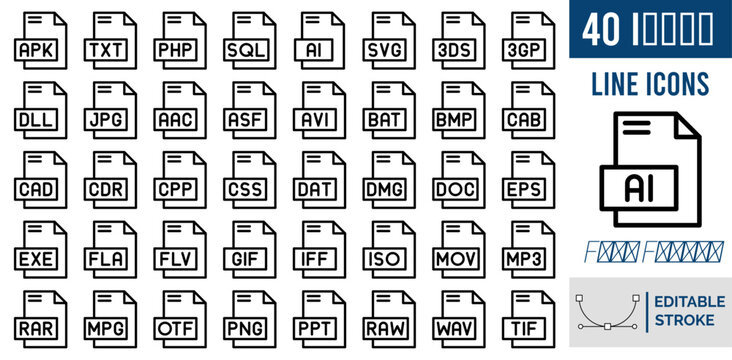 File Format 40 Vector Icon Set.