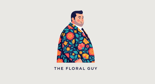 Stylish Man in Vibrant Floral Print Suit Pixel Art