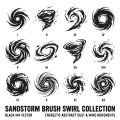 Sandstorm brush swirl collection energetic abstract wind movements with movement © saharima