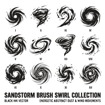 Sandstorm brush swirl collection energetic abstract wind movements with movement