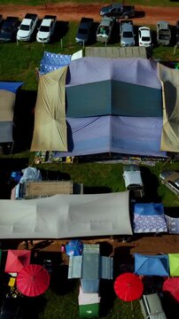 Aerial View of Pongsiri Market in Dan Khun Thot, Nakhon Ratchasima, Thailand
