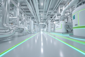 Obraz premium Futuristic Industrial Facility with Sleek Steel Pipes