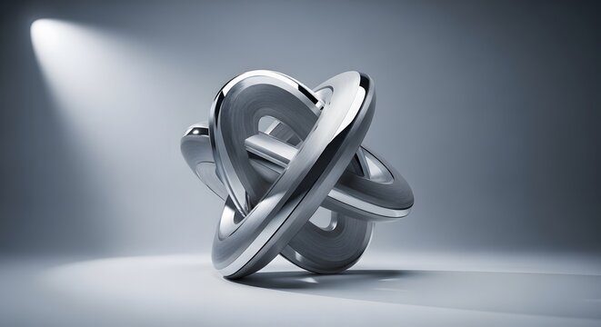 Abstract geometric sleek chrome abstract knot on platform mockup