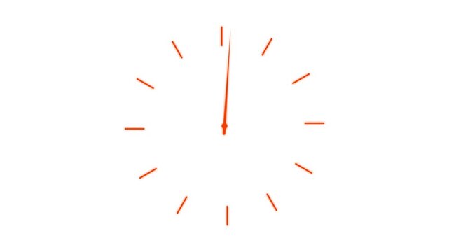 Clock spinning, watch animation on transparent background with alpha channel. Clock icon flat style 24 hours day and night fast speed with moving timer clock rotation 4k video