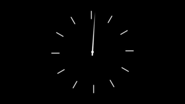 Clock spinning, watch animation on transparent background with alpha channel. Clock icon flat style 24 hours day and night fast speed with moving timer clock rotation 4k video