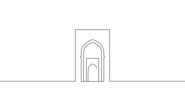 Arabian arc. Mosque shapes. Graphic Islam elements. Arab decorative window. Muslim architecture. Beautiful entry arch with decorative ornate.