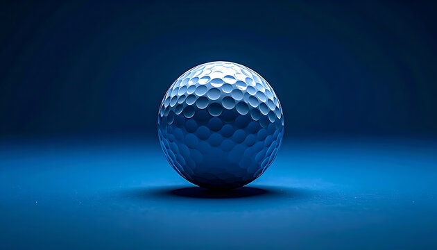 Abstract 3D sphere with hexagonal dimples, scientific representation, deep blue background, digital art