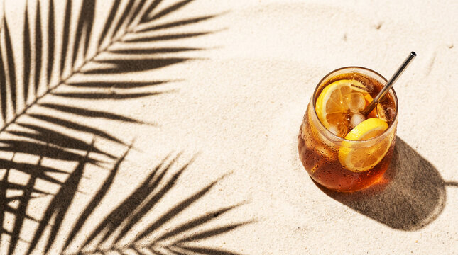 Refreshing Iced Tea with Citrus and Tropical Shadows