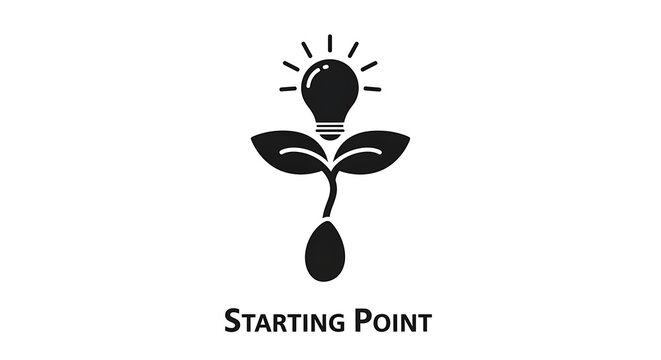 Black and white illustration of a starting point symbol.
